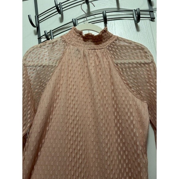 NINA LEONARD Lace Dress Trapeze Mock Neck Pink Rose Small Long Sleeve NWT Shift - Picture 13 of 16